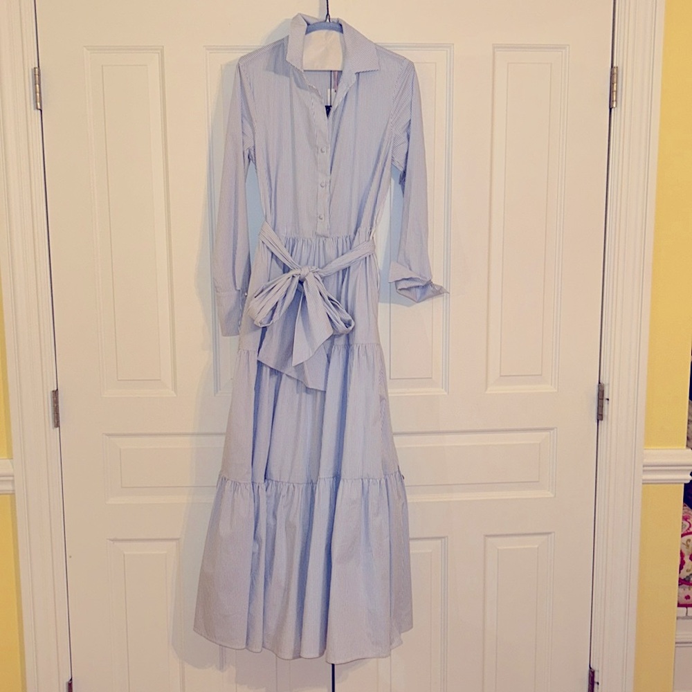Vineyard Vines, blue and white striped shirt dress, Size 4